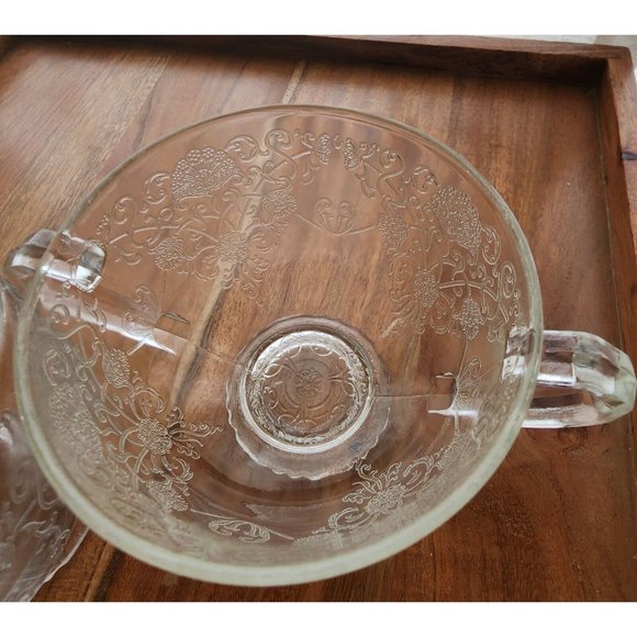 Hazel Atlas Florentine 1 Clear Sugar Creamer Set vintage Depression Glass poppy - Picture 3 of 10